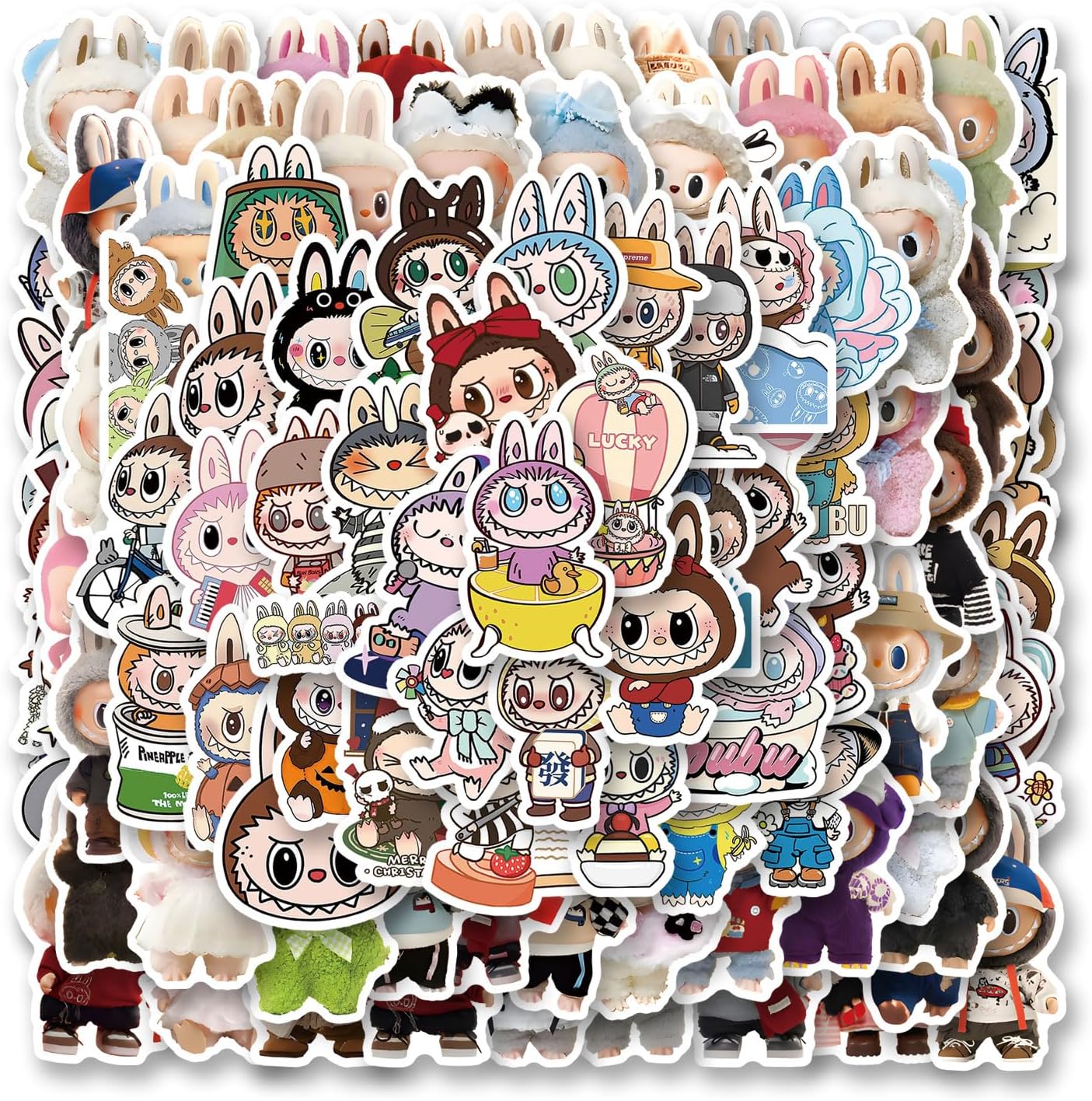 100pcs Labubu Cartoon Stickers GMVAESKY for Water Bottle Luggage, Motorcycle, Skateboard Helmet, Refrigerator, Bicycle Sticker